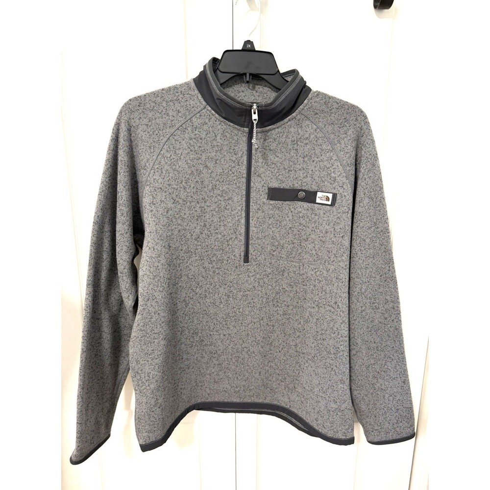 The North Face Gordon Lyons 1/2 Zip Sweater Mens Large Gray Fleece Pullover EUC